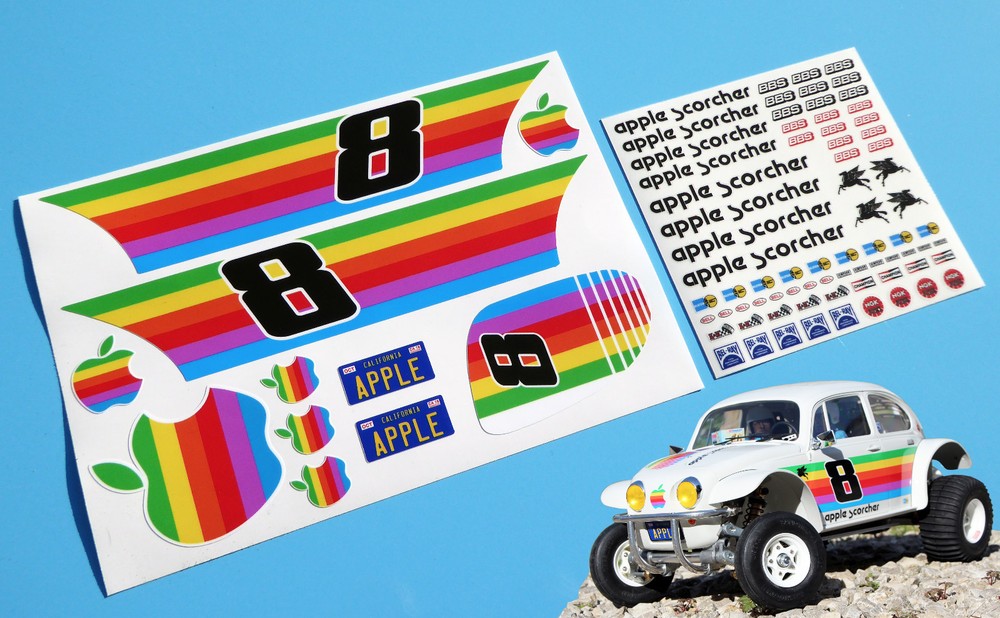 10th scale RC 'APPLE Scorcher' stickers decals ti fit Tamiya Sand Scorcher