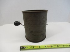 Vintage BROMWELL'S 3 Cup Measuring Sifter Made in the USA Dark Patina GC