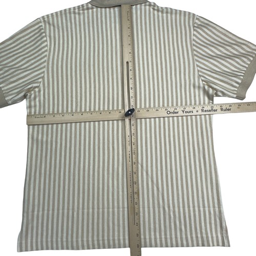 Boast Shirt Mens S Beige Polo Striped Vintage Cotton Short Sleeve Logo - Picture 13 of 15