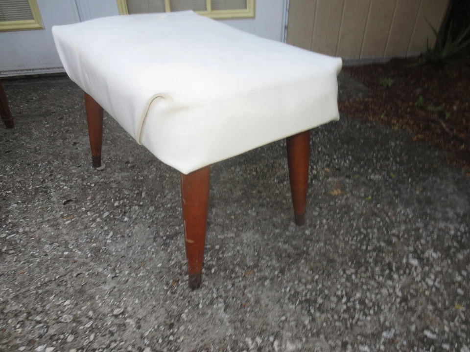 Foot Stool Danish Modern STY Retro Footrest Mid Century Hollywood Regency Boho - Image 3 of 4