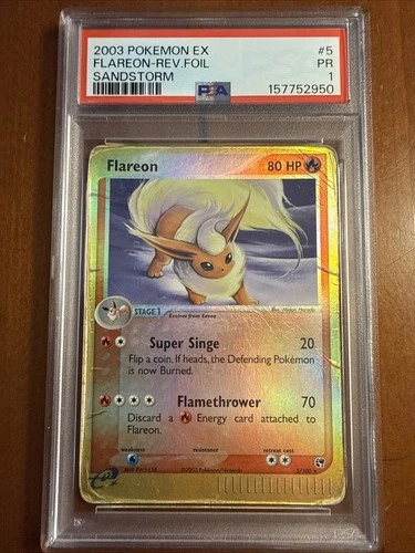 Flareon 5/100 EX Sandstorm Reverse Holo PSA 1