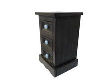 Black Solid Wooden 3 Drawer Bedside Cabinet Table Vintage Retro FREE P&P 👀