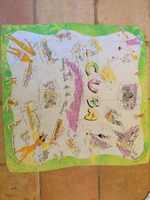 Vintage 50s Cuba Souvenir Large Silk Scarf 28 In Square