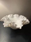 Vintage Hobnail White Milk Glass Scalloped Ruffled Bowl 9"