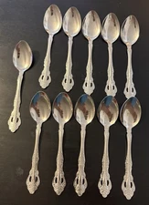 Lot of 11 Oneida?? Replacement Teaspoons Stainless Flatware Fancy Design