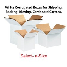 25 10"x10"x10" White Corrugated Boxes Shipping Packing Moving Cardboard Cartons