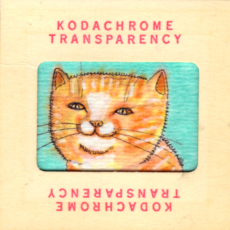 Orange TabbyCat Smile  Small Original Painting  2x2 Naive Potocki