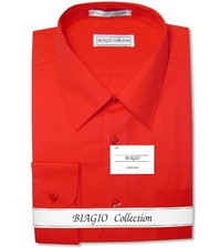 Biagio Mens 100% COTTON Solid RED Color Dress Shirt sz 17 36/37