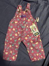 OshKosh B'Gosh Vestbak Bib Overalls Size3/6 months Pink Floral Corduroy Vintage