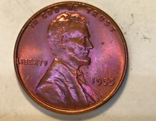1955-P Out Of ROLL UNCIRCULATED+ LINCOLN WHEAT CENT PENNY TONED