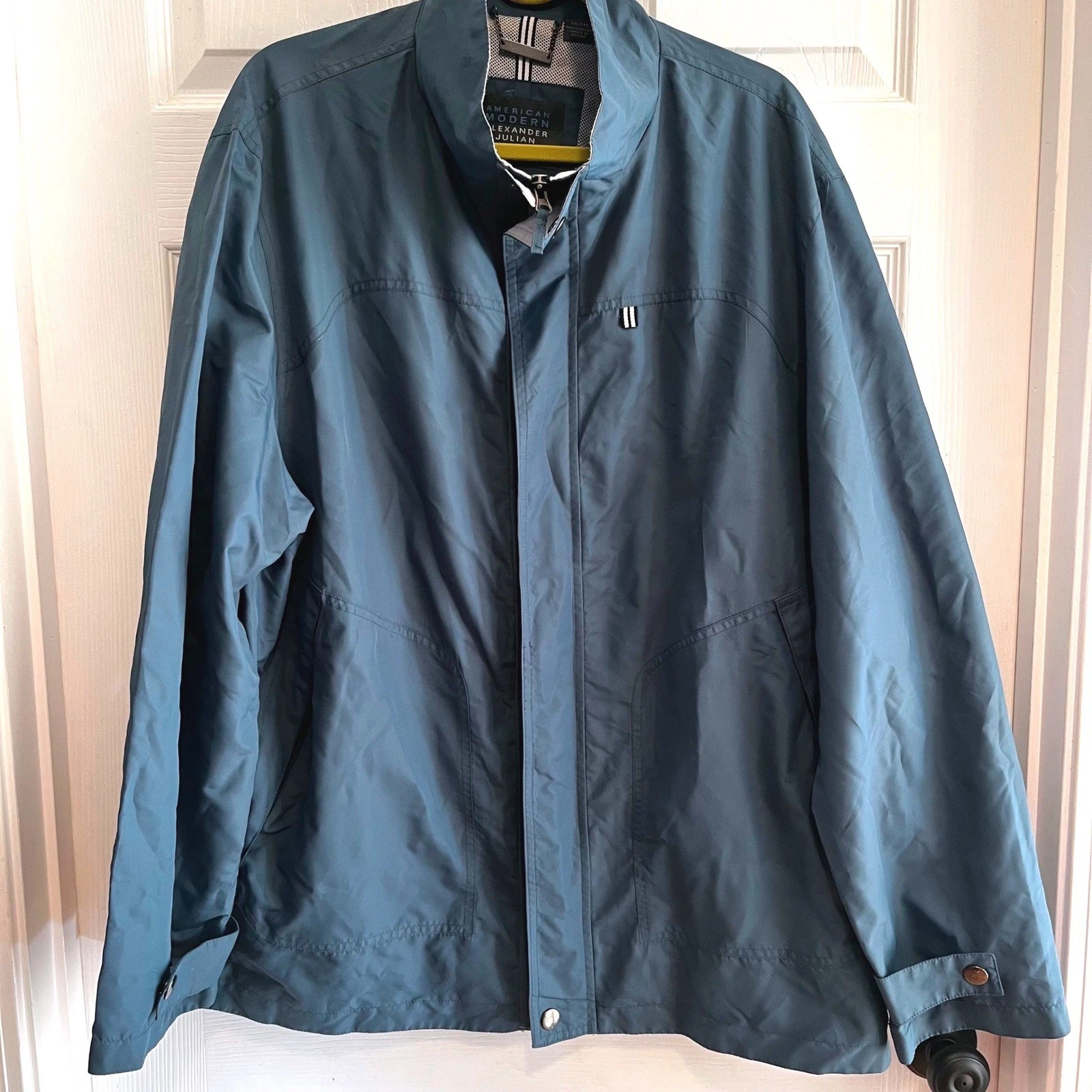 Alexander Julian Men's Teal Lightweight Jacket Zip Front Size XLPockets Anorak