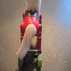Hand Painted Wooden Rocking Horse Figurine Red/Green Polka Dot Yarn Mane — photo 4