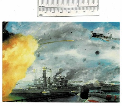 PEARL HARBOR Battleship Row Attack Dec 7 1941 USS Arizona Postcard US Navy Photo