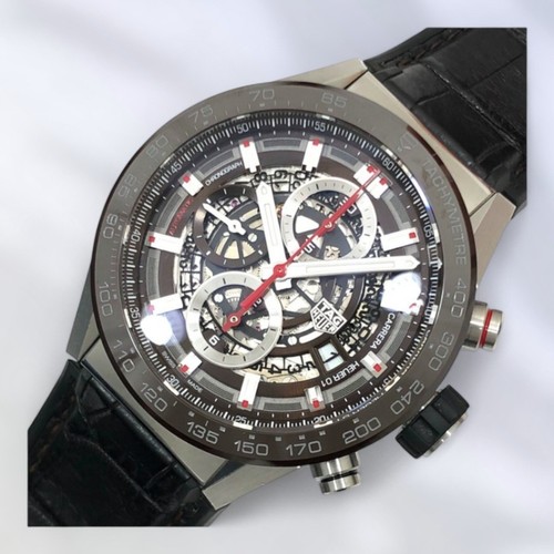 Tag Heuer Carrera Caliber 01 Chronograph Brown SS/Rubber Leather Mens Used