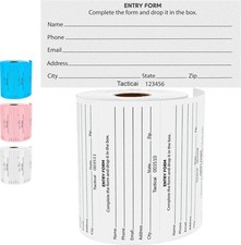 500 Raffle Tickets, White 1 of 3 Colors , Raffle Cards, Entry Form with Name...