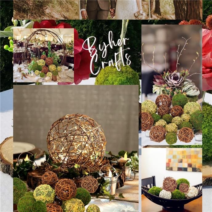 Decorative Balls for Centerpiece Bowls, 18pcs Fake Moss Balls + Wicker Rattan...