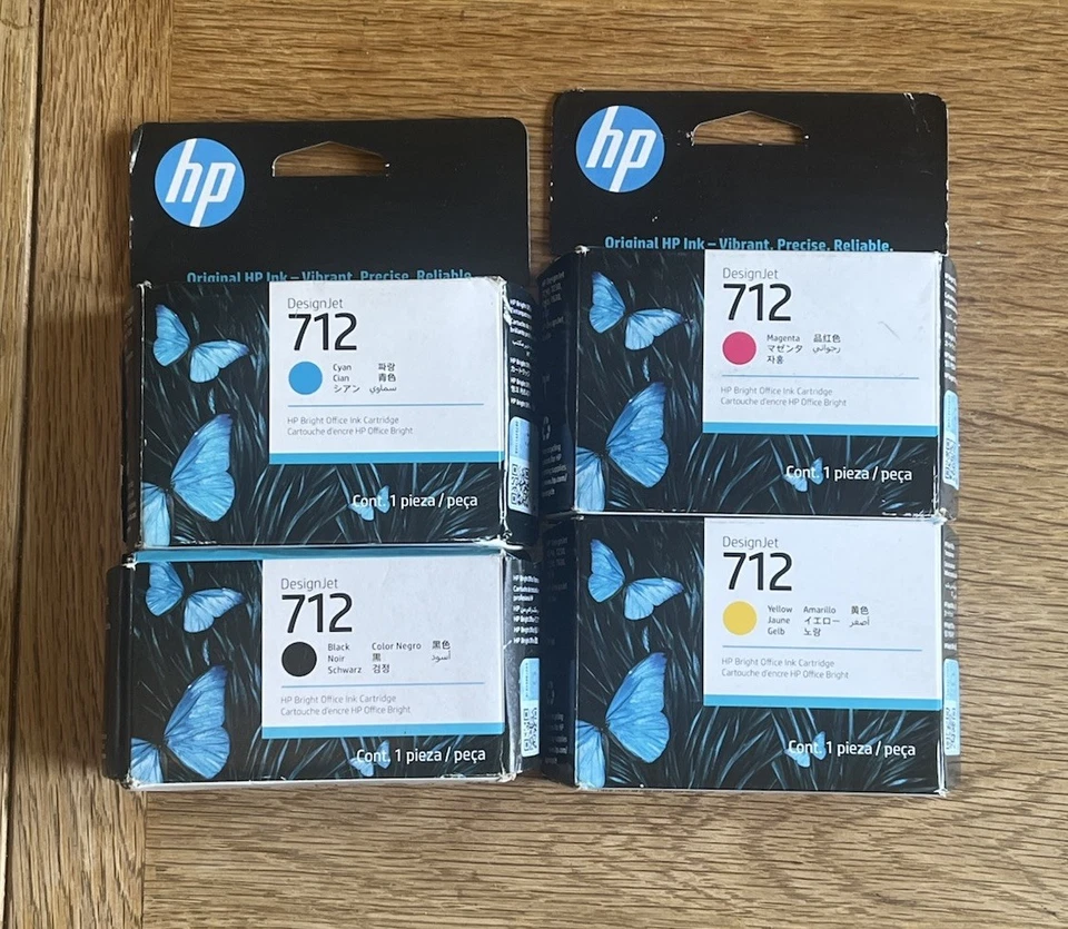 HP 712 Original Original Tintenpatronen Set Schwarz, Cyan, Magenta, Gelb