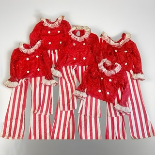 Lot Of 5 Sets Holiday Costumes Red Sequin Tops Stripe Pants Child Sizes M/L
