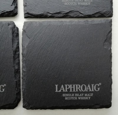  Laphroaig Scotch Whisky Schiefer Untersetzer x 2 - Original, Made in Scotland 
