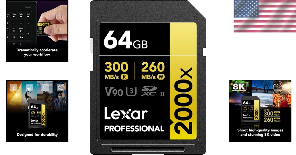 Professional 64GB SDXC Card with 300MB/s Speed for 8K Video & Photography - Image 2 of 4