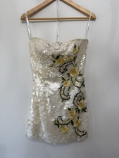 Sherri Hill Strapless Sequin Mini Dress Prom Embroidered Floral Women’s 4