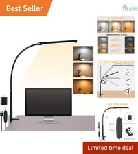 LED Desk Lamp with Clamp Flexi Goose-Neck 3 Modes 10 Brightness Eye-Caring