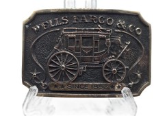 WELLS FARGO COMPANY 1973 Brass Metal Belt Buckle WDC256 3" X 2"
