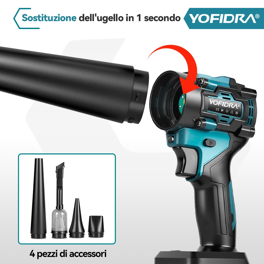 Soffiatore a batteria Senza Fili 18V Brushless per polvere aspirapolvere foglie foto 5