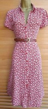 Vintage 1940s 1950s style Red ditsy floral party shirt tea dress Size 8