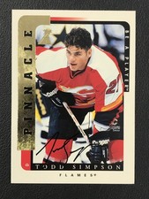 1996-97 Pinnacle Be a Player #105 Todd Simpson Calgary Flames ON CARD AUTO