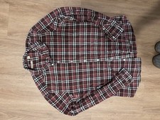 Burberry Brit Men's Long Sleeve Burgundy Plaid Check Shirt Size L