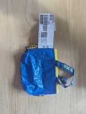 IKEA Knolig Mini Zipper Coin Keychain Bag Tote Key Holder Blue 104.782.42 NEW