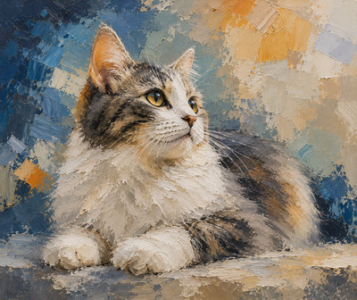 Cat Canvas Wall Art Modern Pet Painting Cozy Animal Decor