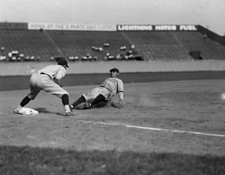 Babe Ruth Baseball Sliding Into Base Vintage Sports Action Photo Reprint