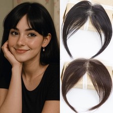 Clip in Bangs 100 Human Hair Wispy Fringe Fake Bangs Curtain Bangs Hairpiece