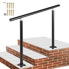 Uimoso Step Handrail Outdoor Stairs Handrail 3 ft Black Transitional for Garden