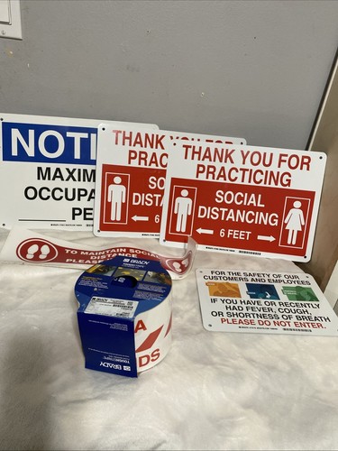 Brady Essential business Sign Kit capacity distance wash hands, safety Y4891884