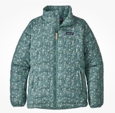 PATAGONIA GIRLS FLORAL DOWN SWEATER JACKET SZ M 10 EUC