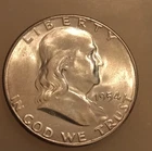 1954-S San Francisco Franklin Half Dollar, US 50c Silver Coin UNC BU