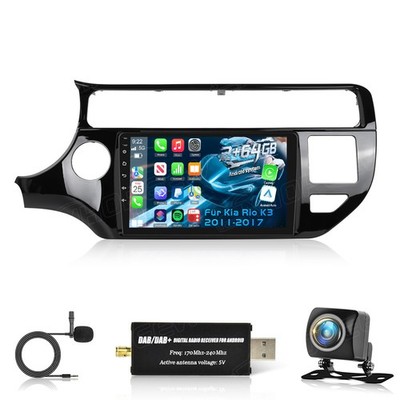 DAB+ 2+64G Android 15 Autoradio GPS Navi CarPlay FM RDS Für Kia Rio K3 2011-2017
