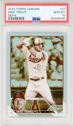 2023 Topps Chrome Mike Trout #27 Sepia Refractor PSA 10