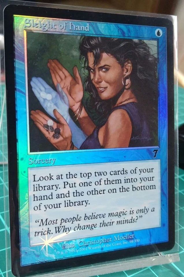 MTG Foil Hand Practice Sleight of Hand 7th Edition Green C Magic Card - Image 2 of 4