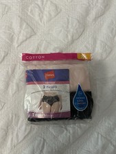 Women  s Hanes Cotton Underware Size 7 Wicking Cool Comfort NEW 2 Briefs