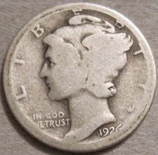SELLING AS SHOWN - 1926 S MERCURY DIME *** 90% SILVER *** 803
