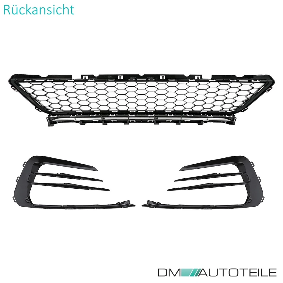 Bumper Grille Set 3pc Gloss Black Fits VW Golf 7 GTI GTD 2017-2020 - Image 4 of 4