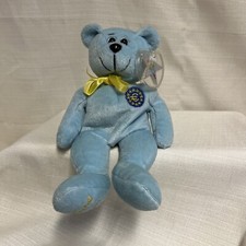 COLLECTICRITTERS 1999 "EURO" Blue TEDDY BEAR Plush Bean Bag Toy LE 7582/10,000