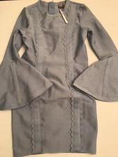 Asos Sexy Fitted Dress Flare Sleeve Exposed Zipper Sz 6 Baby Blue Nwt