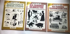 3 Dover Clip Arts Senior Citizens Illustrations  Old Fashioned Cuts Silhouettes