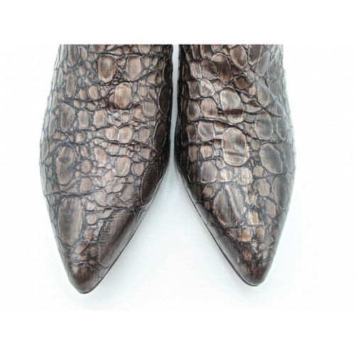 Donald J Pliner Faie Bronze Croc Print Leather Kitten Heel Chelsea Boots 6.5 - Picture 6 of 10