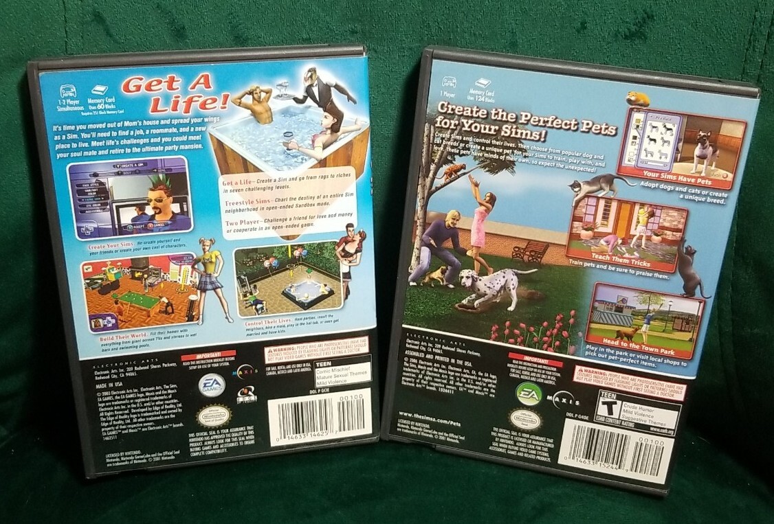 The Sims 1 + The Sims 2 Pets Original Nintendo Gamecube CIB TESTED